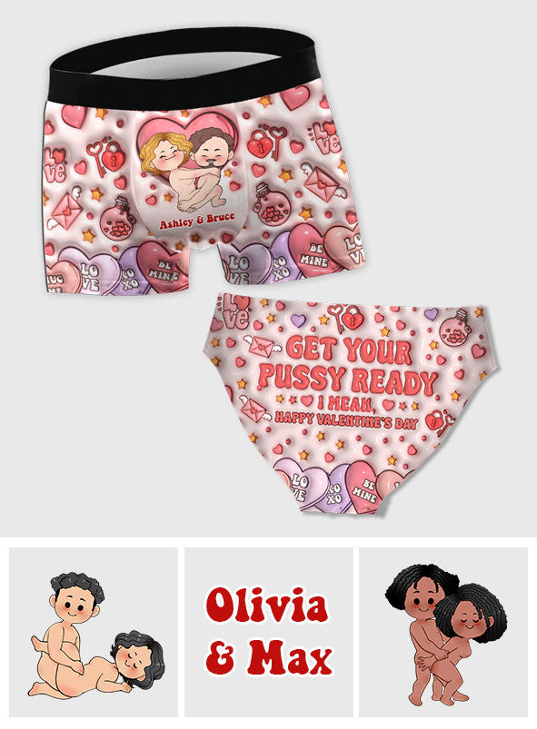 Get Your WIlly Ready - Personalized Couple Women Briefs & Men Boxer Briefs