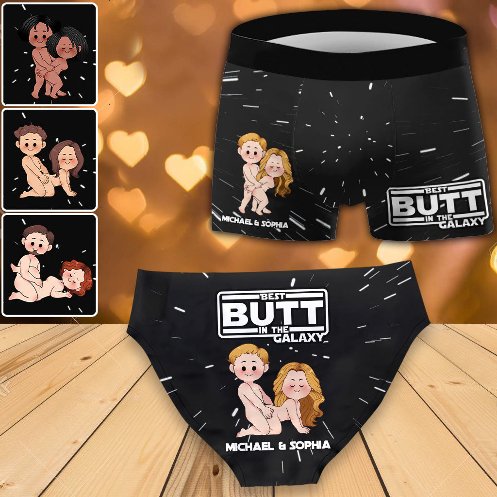 Best Butt In The Galaxy - Personalized Couple Women Briefs & Men Boxer Briefs