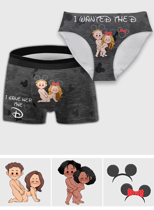 I Wanted The D I Gave Her The D Mouse Ears Couple - Personalized Couple Women Briefs & Men Boxer Briefs