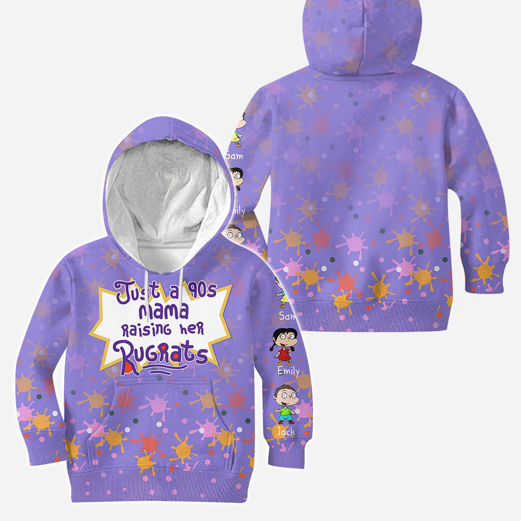 Just A Mama Raising Her Kids - Personalized 90's Cartoon Hoodie and Leggings