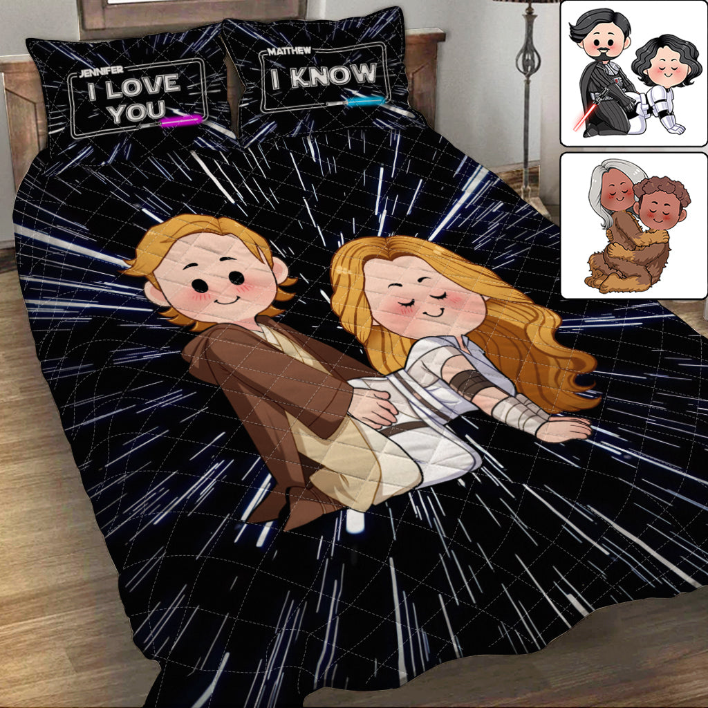 I Love You I Know - Personalized Couple Quilt Set