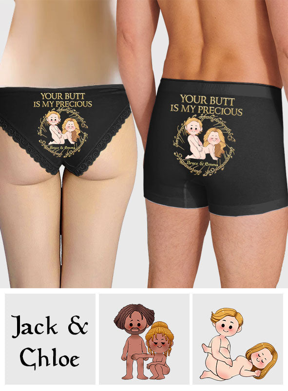 My Butt Is My Precious - Personalized Couple Lace Border Women Briefs And Men’s Boxer Briefs