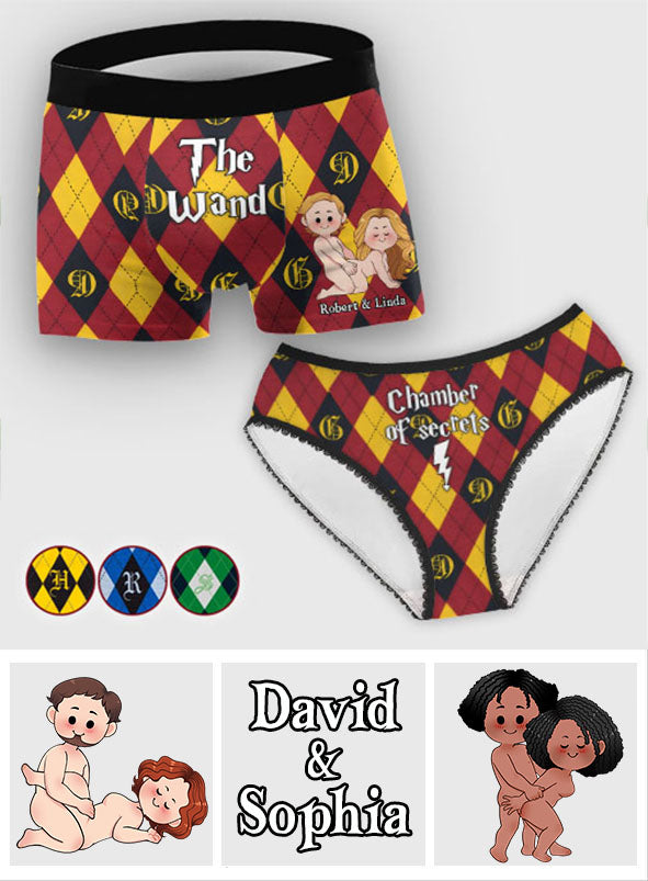 Chamber Of Secrets - Personalized Couple Lace Border Women Briefs And Men’s Boxer Briefs