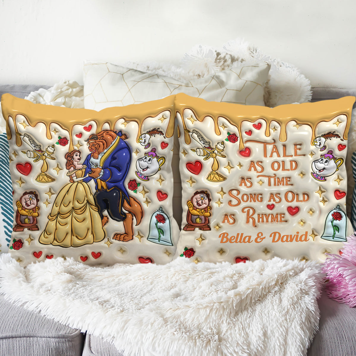 Tale As Old As Time - Personalized Beauty And The Beast Throw Pillow