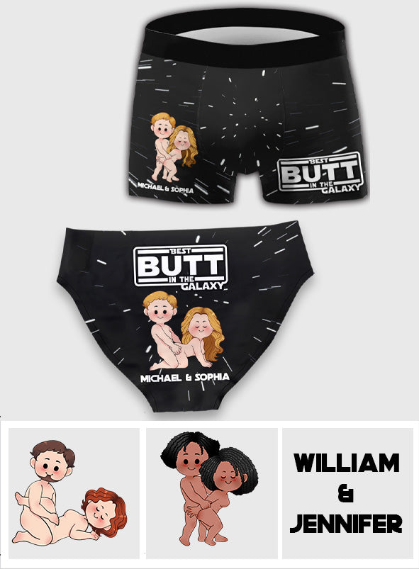 Best Butt In The Galaxy - Personalized Couple Women Briefs & Men Boxer Briefs