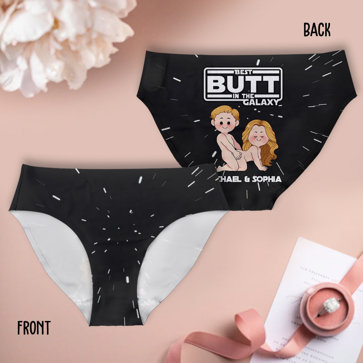 Best Butt In The Galaxy - Personalized Couple Women Briefs & Men Boxer Briefs