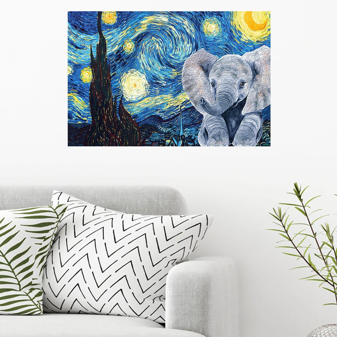 Starry Night - Elephant Poster