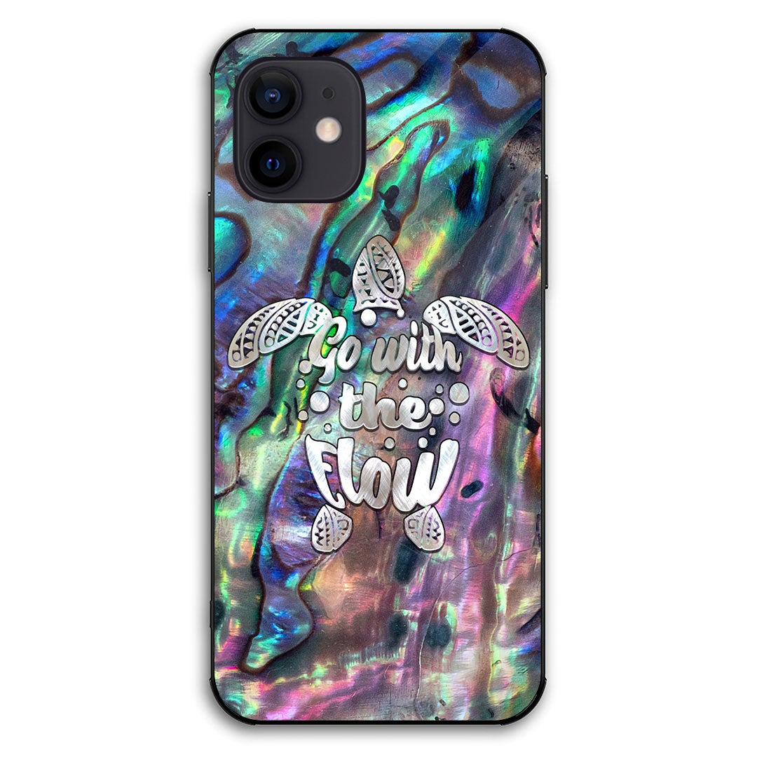 Go With The Flow - Turtle Seashell Pattern Print Phone Case