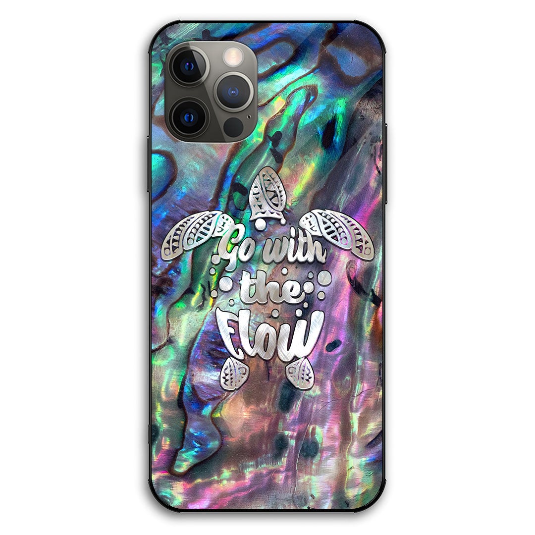 Go With The Flow - Turtle Seashell Pattern Print Phone Case