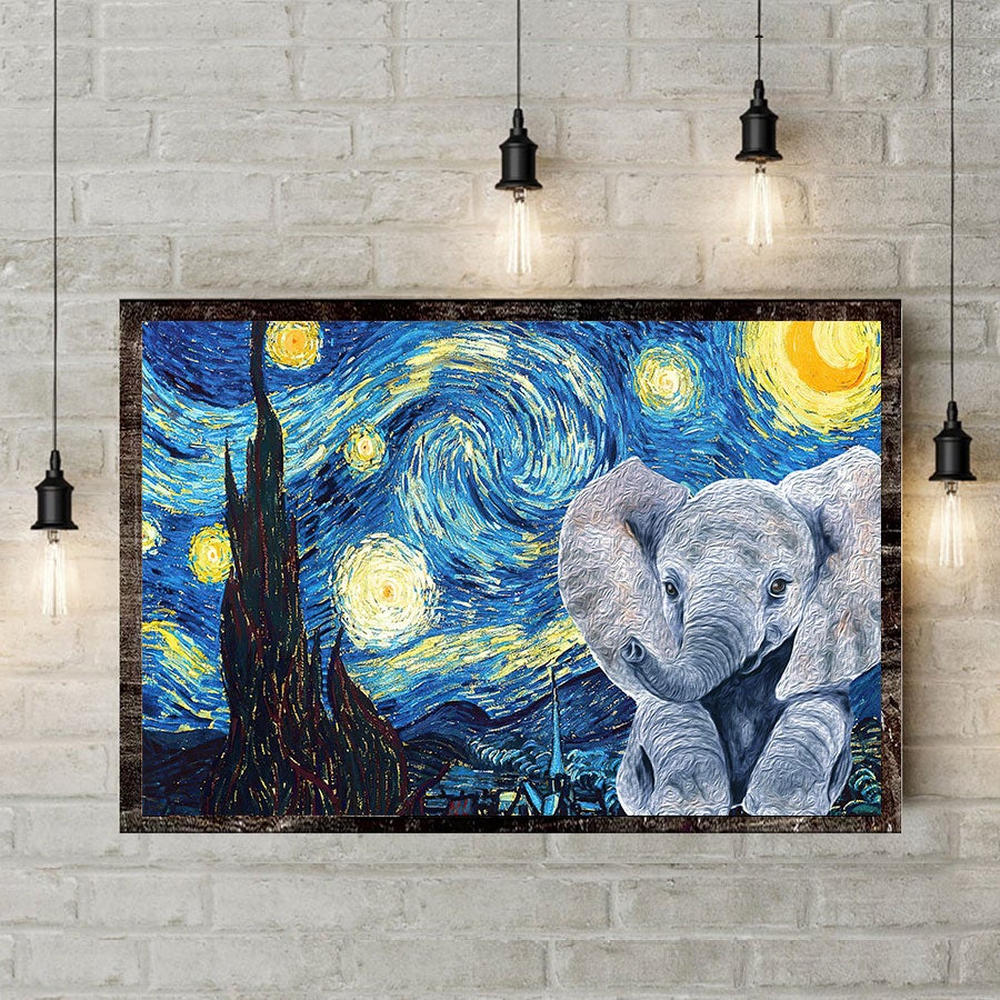 Starry Night - Elephant Poster