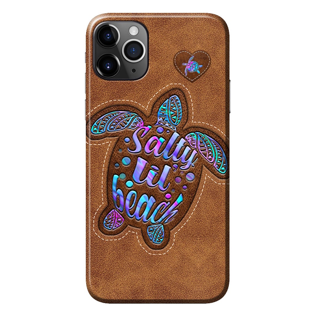 Salty Lil' Beach - Turtle Personalized Leather Pattern Print Phone Case