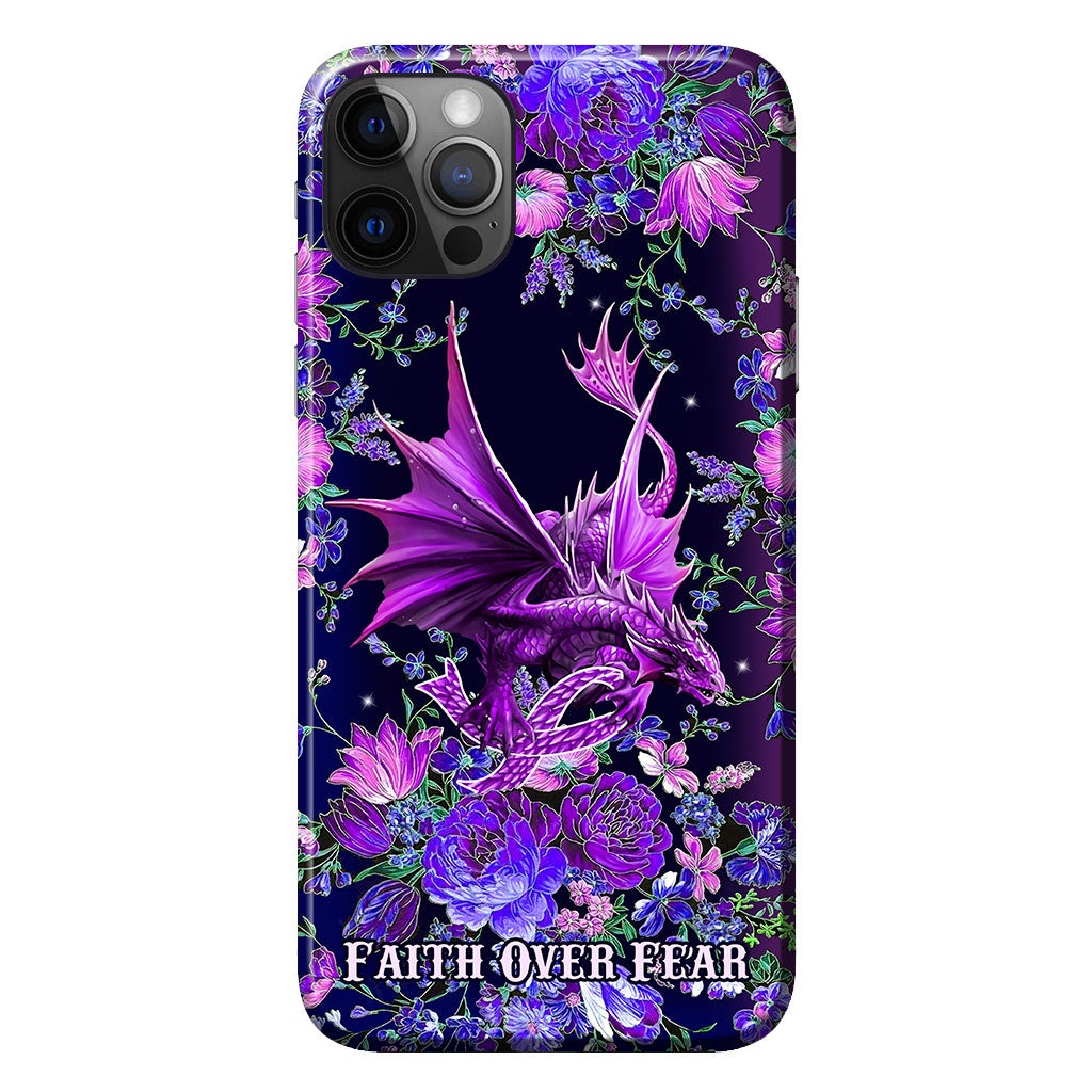 Faith Over Fear Dragon - Cystic Fibrosis Awareness Phone Case