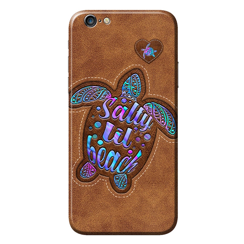 Salty Lil' Beach - Turtle Personalized Leather Pattern Print Phone Case