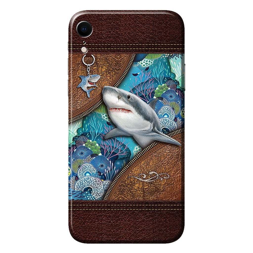 Love Sharks Personalized Leather Pattern Print Phone Case