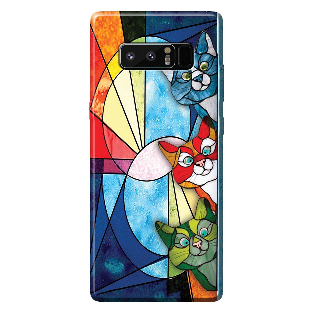 Peeking Cats Stained Glass Pattern Print - Cat Phone Case