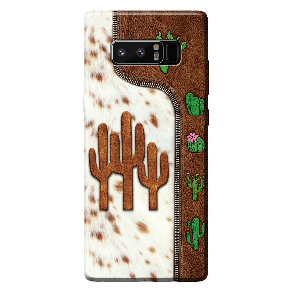 Love Cactus Leather Pattern Print Phone Case 062021