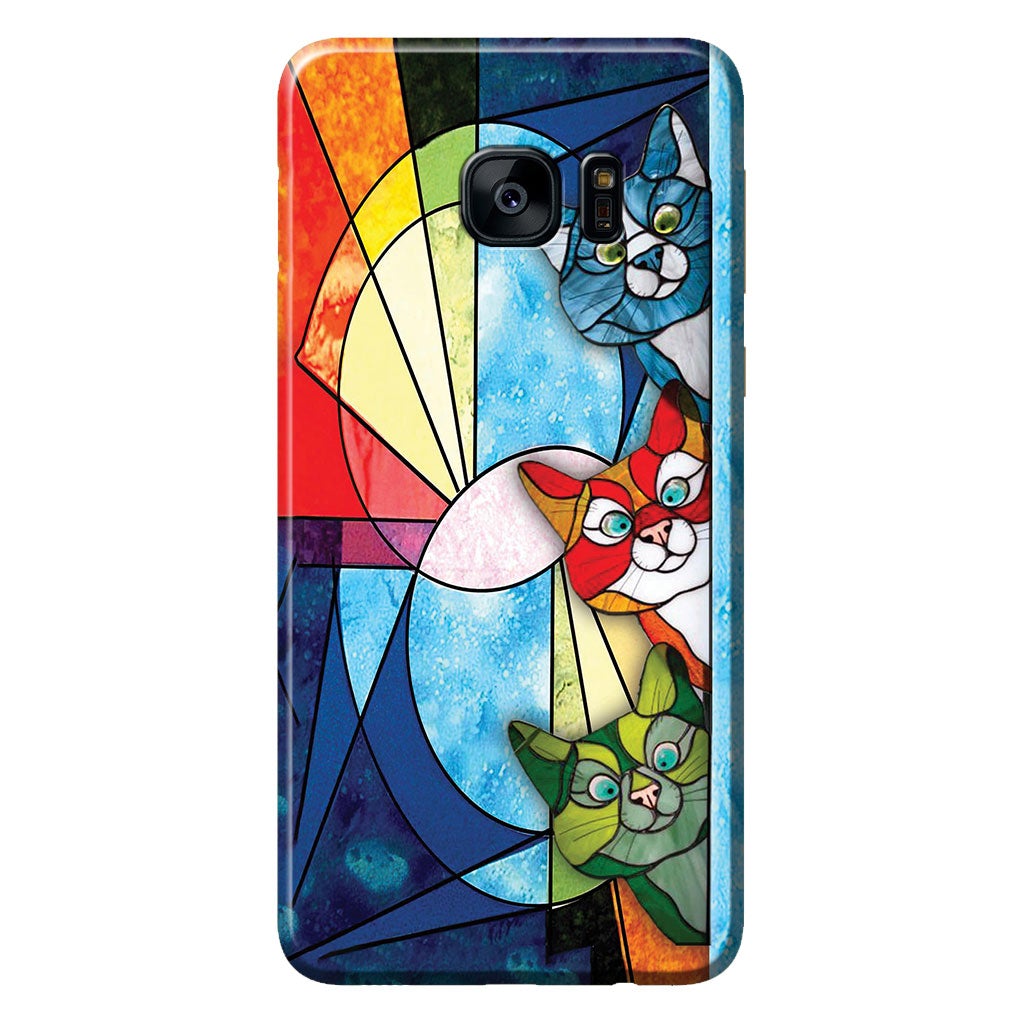 Peeking Cats Stained Glass Pattern Print - Cat Phone Case