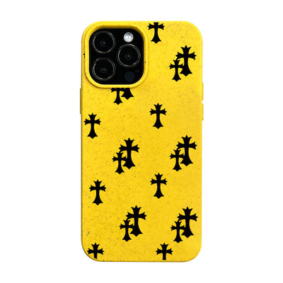 Yellow Cross Heart Wheat Straw Fully Degradable iPhone Case
