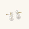 Bold Pearl Drop Earrings handcrafted in 18k gold vermeil featuring elegant freshwater pearls, designed for versatility and style.