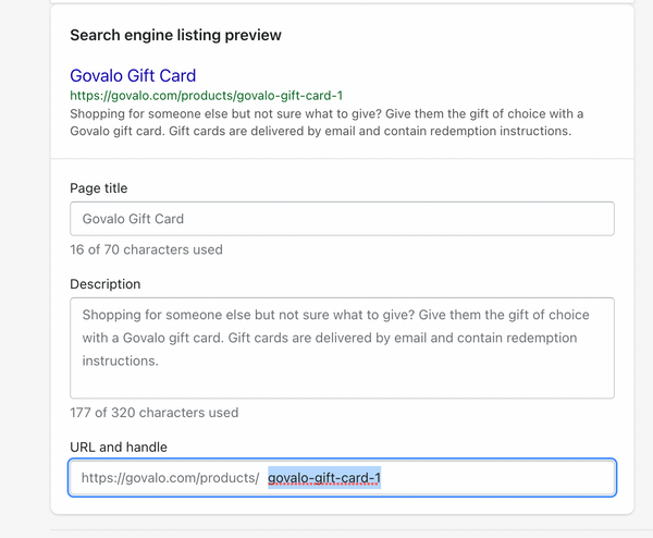 Editing SEO in Shopify