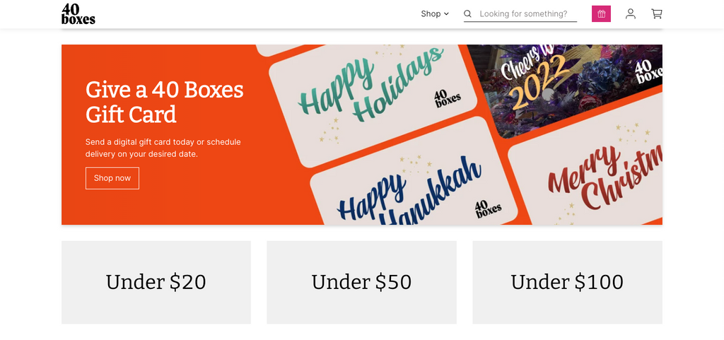 40 Boxes - Gift card hero image example