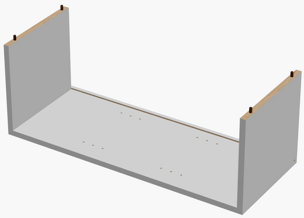 Wall cabinetry side and top/bottom panels attached