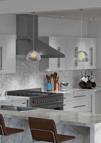 White shaker cabinets in a modern kitchen