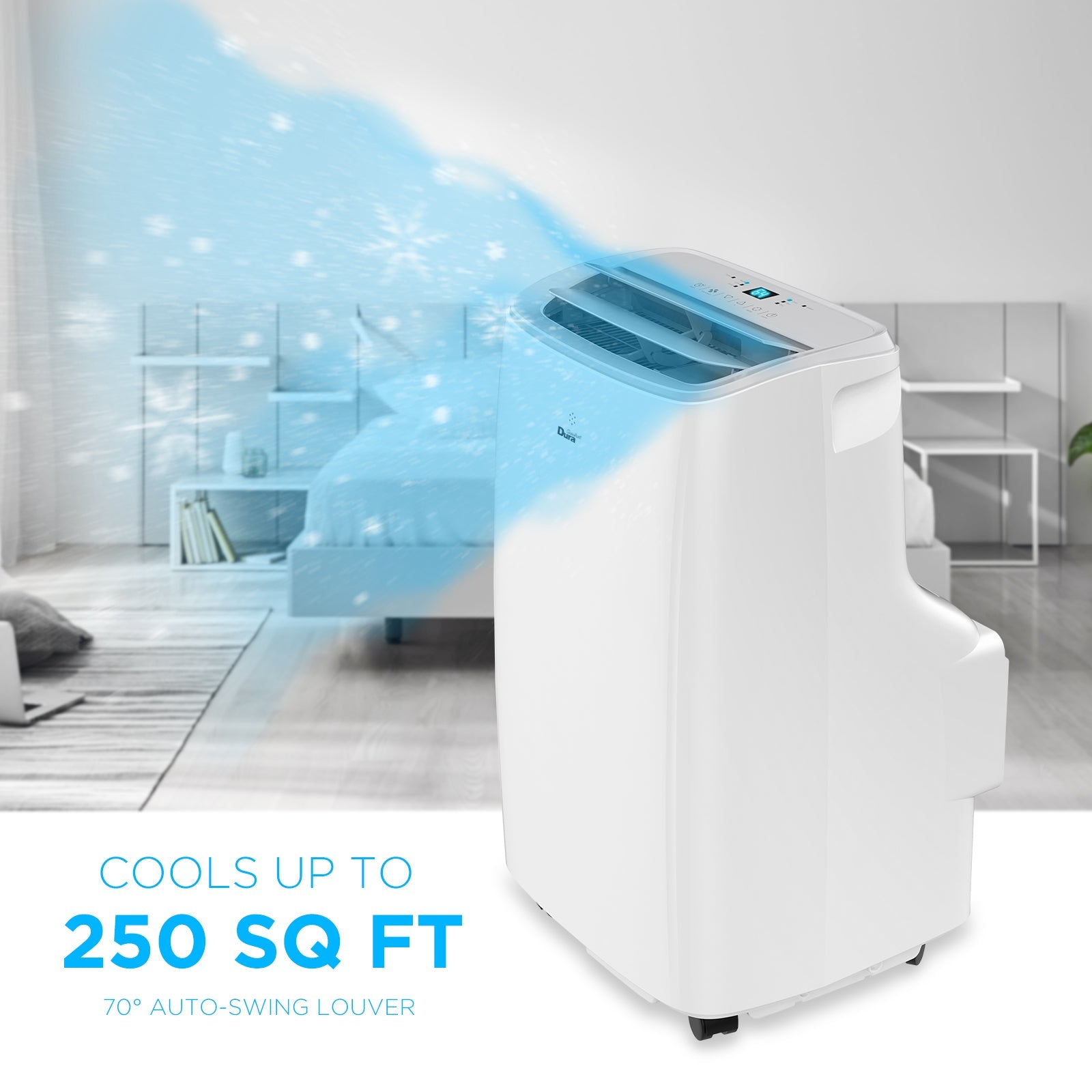 DuraComfort Portable Air Conditioner Cooling, Dehumidifier, Fan 3-in-1 – 10000 BTU (ASHRAE) /  6300 BTU (SACC) Portable AC Unit with Remote Control