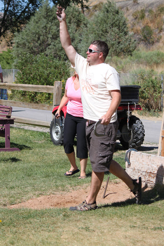 Rhett playing horseshoes at the Richey Reunion in Lava Hot Springs, Idaho.