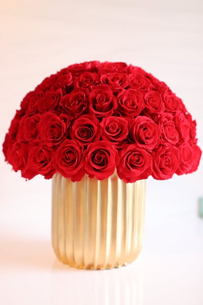 Red Preserved Roses in a Vase