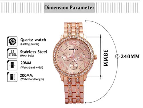 zuperia diamond studded analogue watch with rose gold dot bracelet