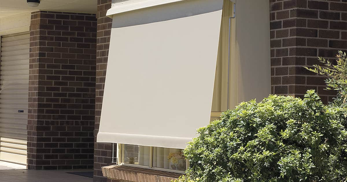 White outdoor automatic awnings