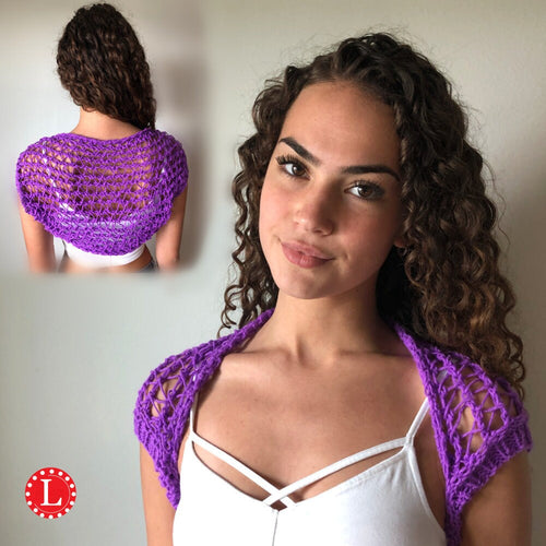 Lace Stitch Bolero Shrug Pattern made with a 36 Peg Round knitting loom Copyright Loomahat 