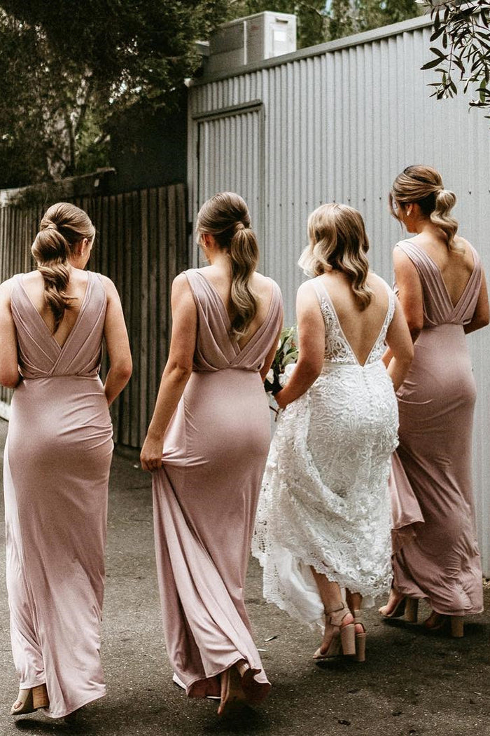 Tulle Blush Pink Bridesmaid Dresses Off-the-shoulder – loveangeldress