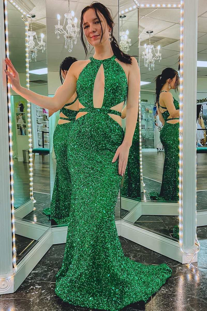Green Sequins Women Suits 2 Pcs Prom Party Outfits For Ladies Business Work  Wear