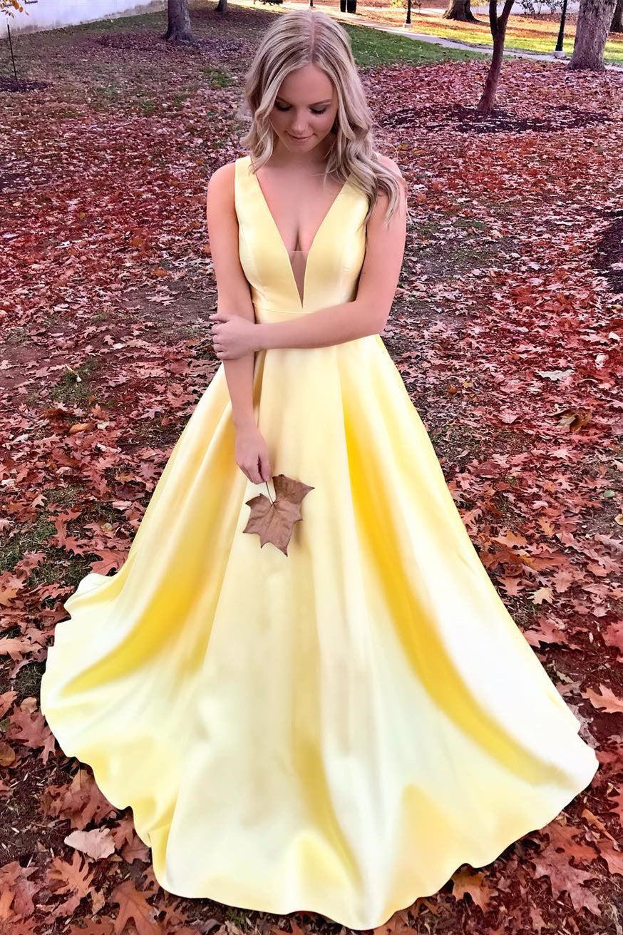 light yellow prom dresses