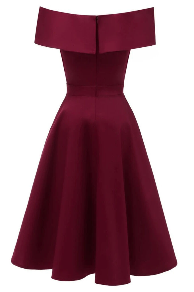 Vintage Style Red Square-neck Dress - HEYDRESS, FREE DELIVERY