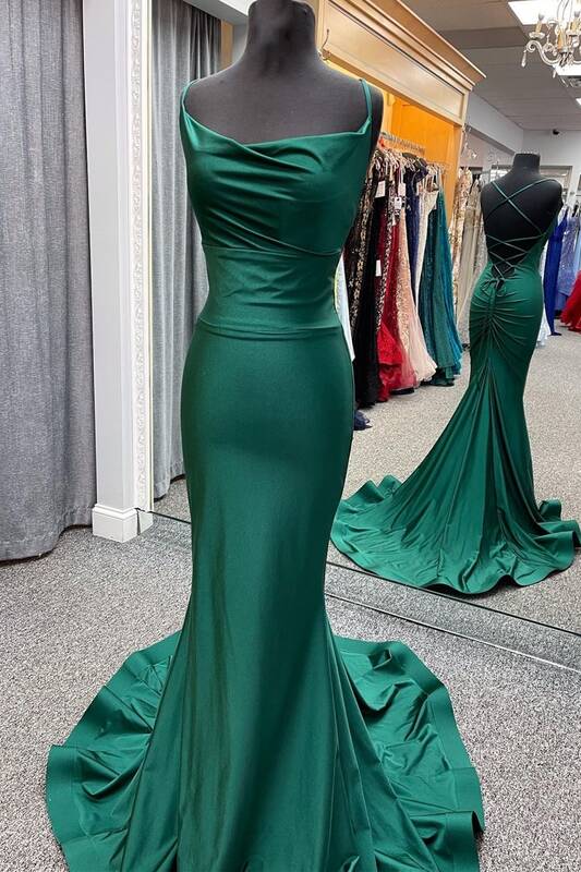 Off Shoulder Mermaid Dark Green Formal Evening Dress with Lace – Dreamdressy