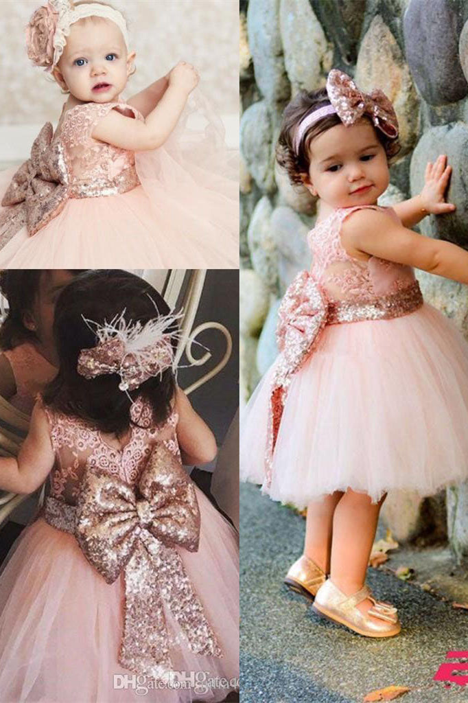 Adorable Toddler Pink Tulle Flower Girl Dress with Ribbon – Dreamdressy