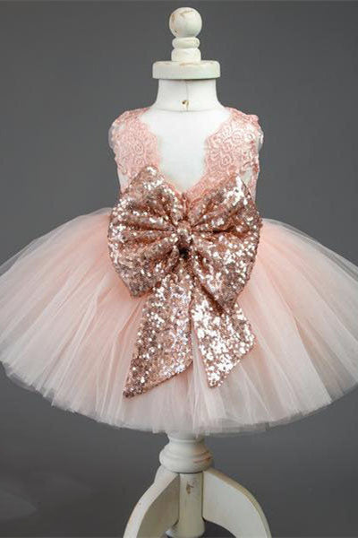 Adorable Toddler Pink Tulle Flower Girl Dress with Ribbon – Dreamdressy