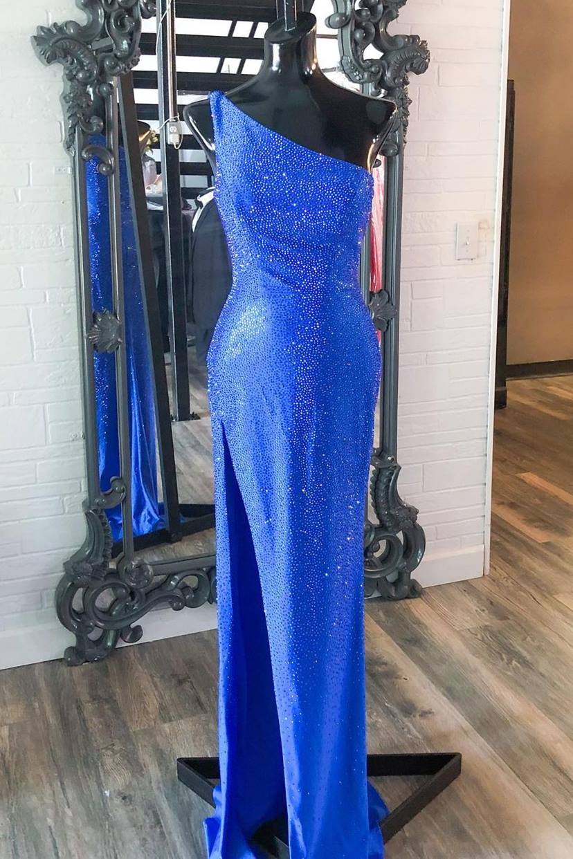 One Shoulder Mermaid Royal Blue Long Formal Dress – Dreamdressy