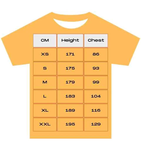 T-shirt sizes