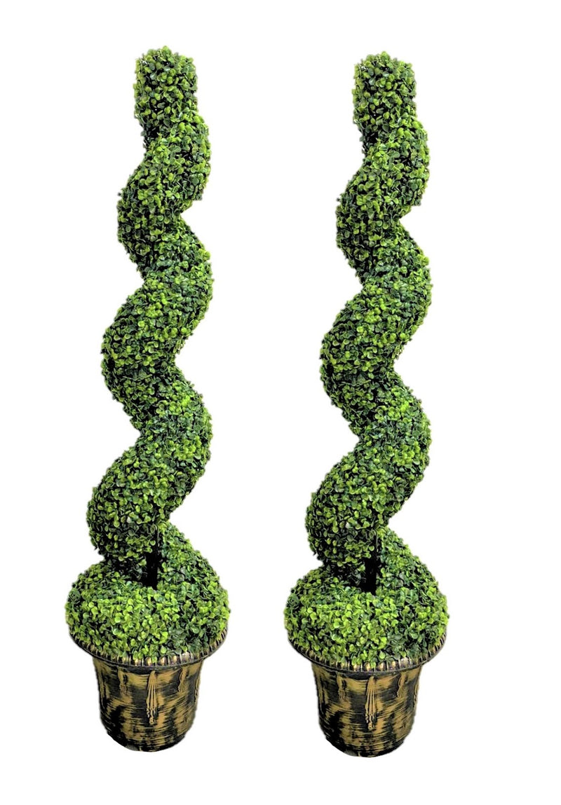 Abaseen Artificial Peanut Spiral Topiary Trees for Indoor Outdoor Decor, UV Stable Outdoor Use Height 90cm