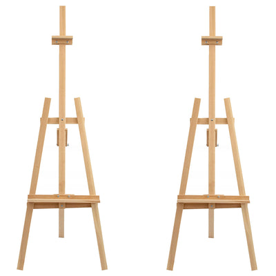 Fichiouy Professional Art Easel Versatile Solid Beech Floor-standing Easel with Caster 56.30-91.34 inch