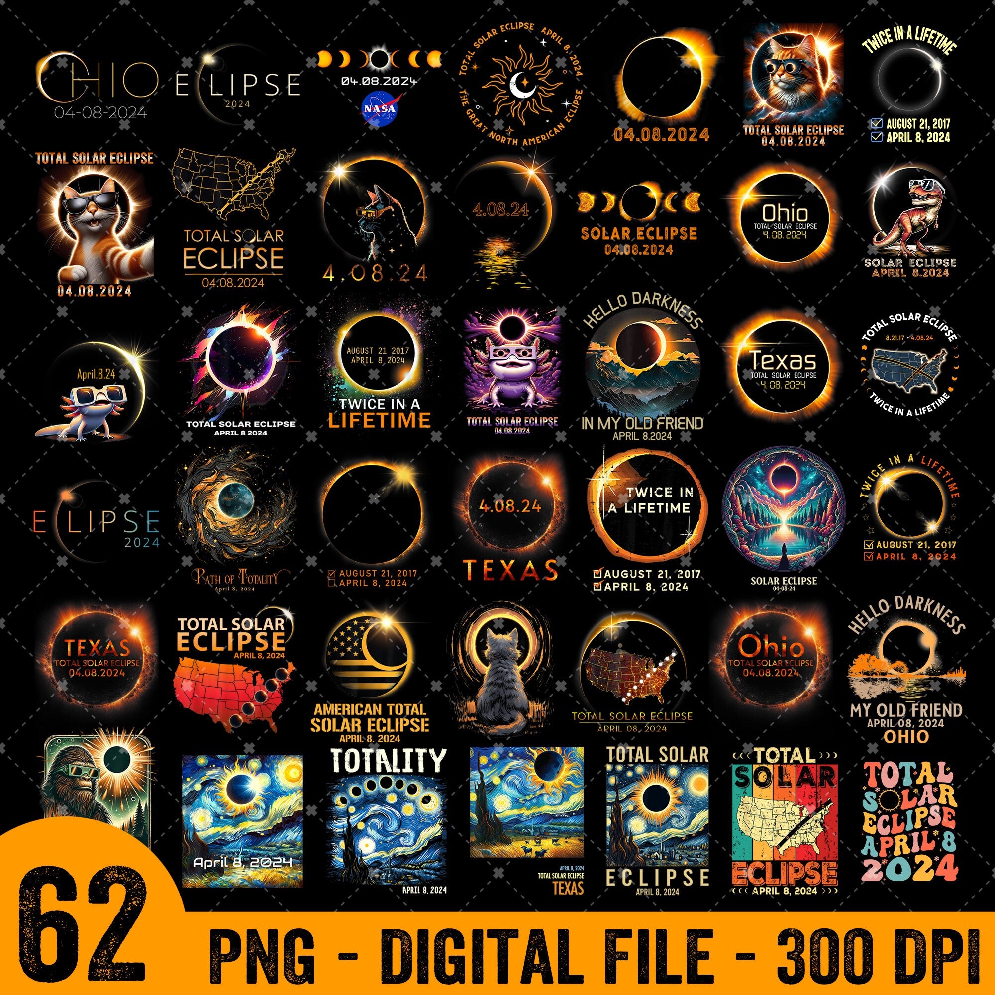 Total Solar Eclipse 2024 Bundle 62+ PNG