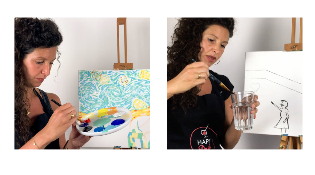 Un artiste vous guide étape par étape pour réaliser votre peinture acrylique avec Happy Paint Online, des cours de peinture en ligne pour les débutants et accessibles à tous