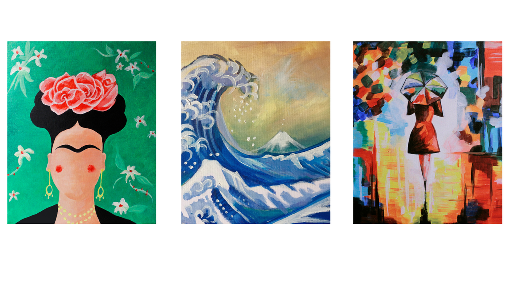 paint and drink avec Frida, Hokusai et autres peintres dans un bar avec les apéros peinture Happy Paint