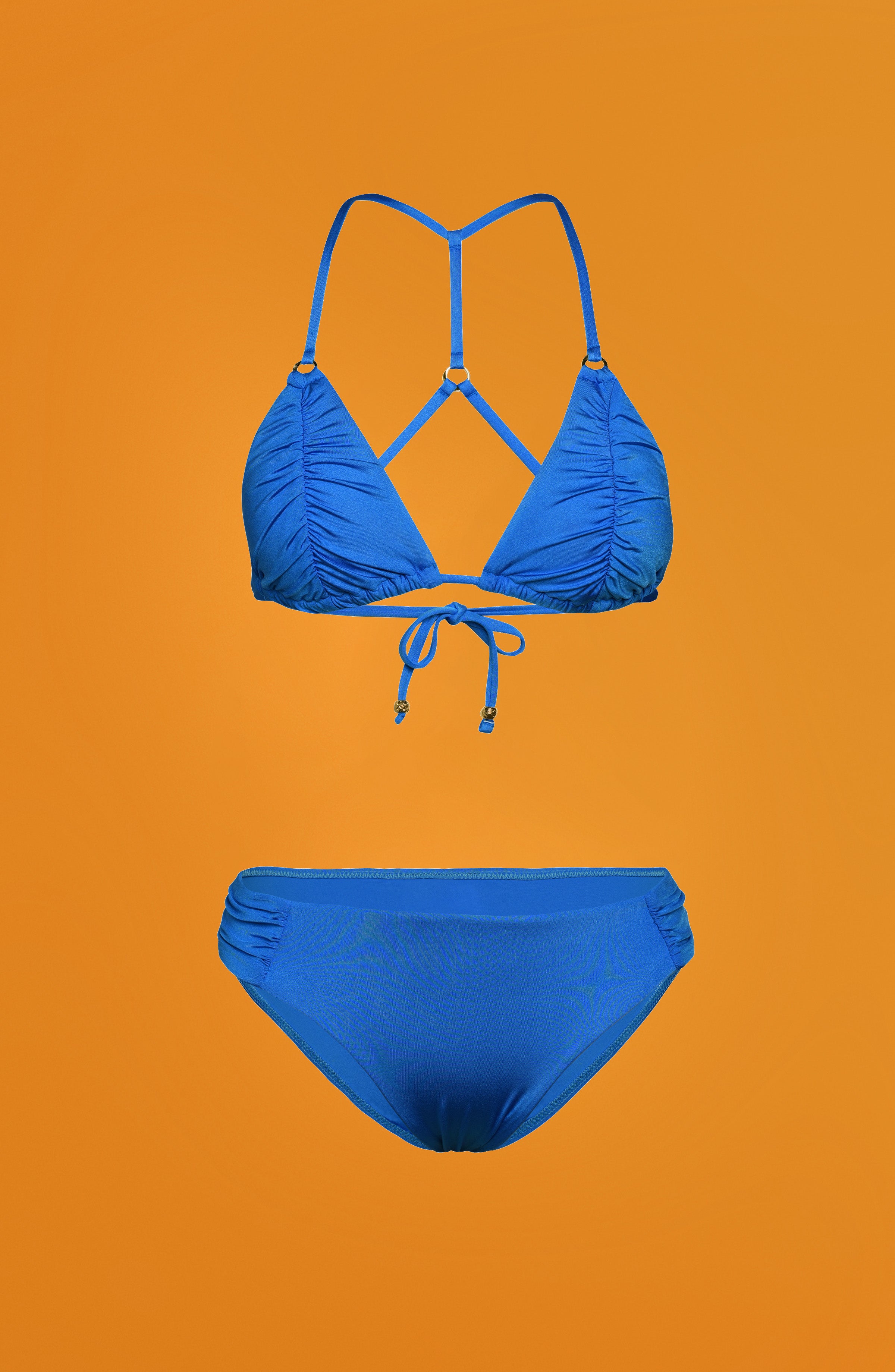 Gypset Solids Side Shirred Hipster Bottom - Pacific Blue