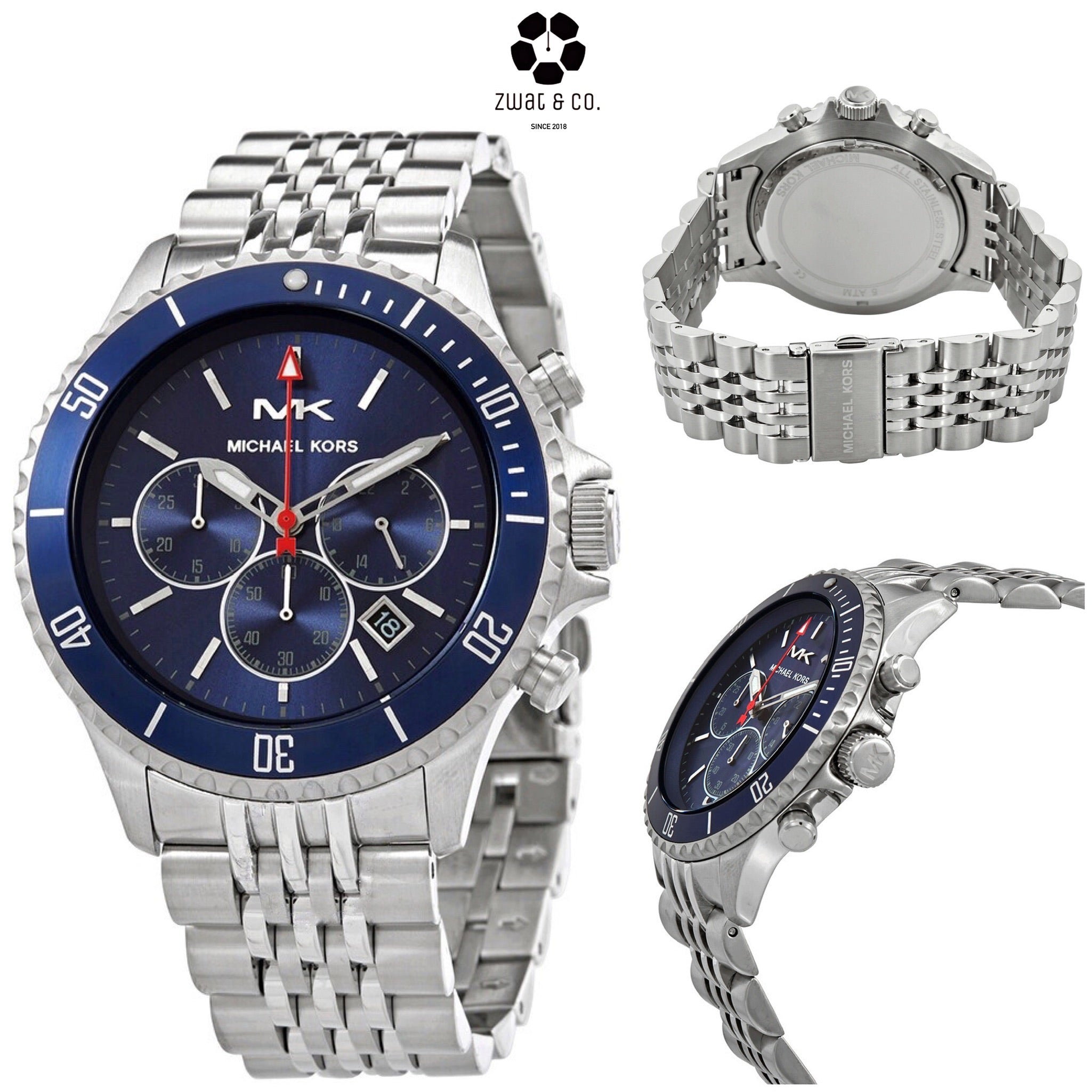 MICHAEL KORS Bayville Chronograph Quartz Crystal Blue Dial Men's Watch –  Zwat Boutique