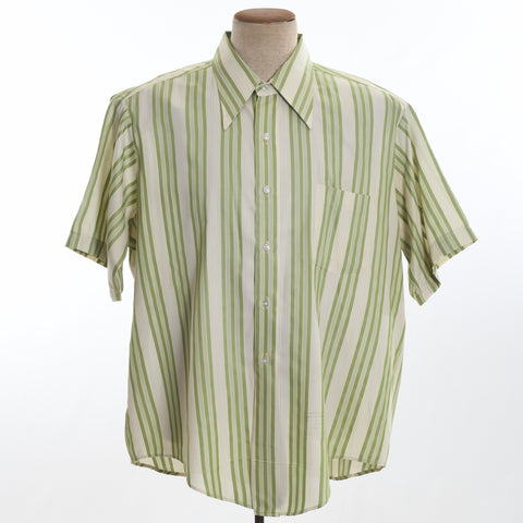Hutspah Men's Shirt Striped Button Down Vintage Yellow / Gray Cotton  XL 80s